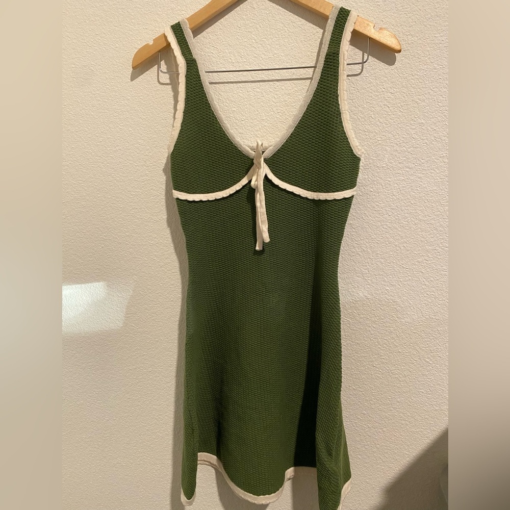 Cider Green and Cream Knit Midi Dress